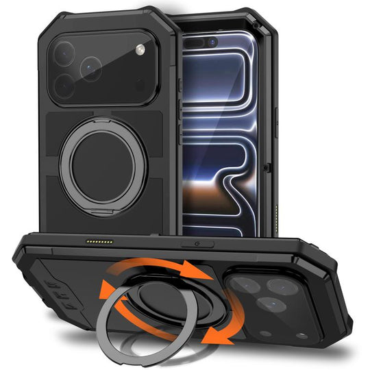 For iPhone 17 Pro Max R-JUST Life Waterproof Dustproof MagSafe Magnetic Holder Phone Case(Black)