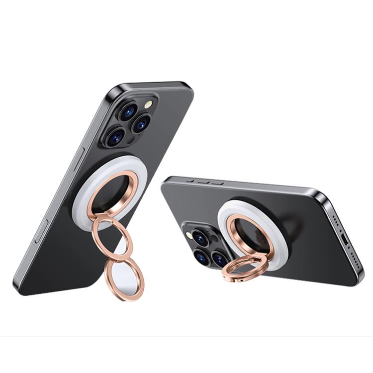 360 Degree Rotation Double Ring Magnetic MagSafe Phone Holder(Silver Gold) - Ring Holder by buy2fix | Online Shopping UK | buy2fix