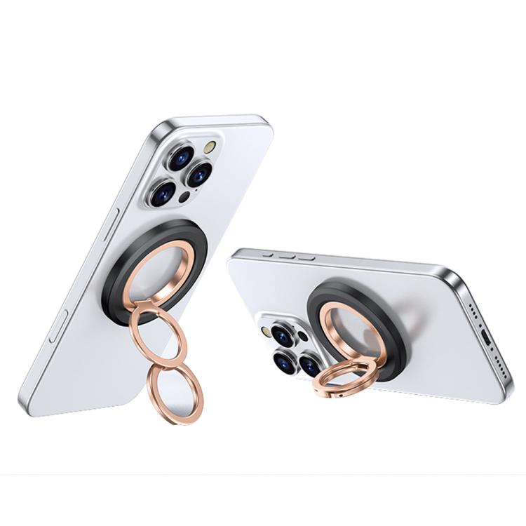 360 Degree Rotation Double Ring Magnetic MagSafe Phone Holder(Black Gold) - Ring Holder by buy2fix | Online Shopping UK | buy2fix