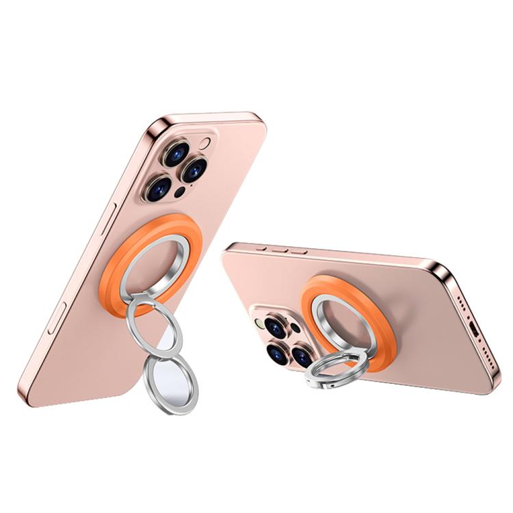 360 Degree Rotation Double Ring Magnetic MagSafe Phone Holder(Orange Silver) - Ring Holder by buy2fix | Online Shopping UK | buy2fix
