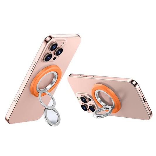 360 Degree Rotation Double Ring Magnetic MagSafe Phone Holder(Orange Silver) - Ring Holder by buy2fix | Online Shopping UK | buy2fix