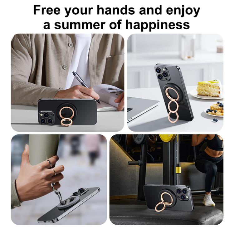 360 Degree Rotation Double Ring Magnetic MagSafe Phone Holder(Rose Pink) - Ring Holder by buy2fix | Online Shopping UK | buy2fix