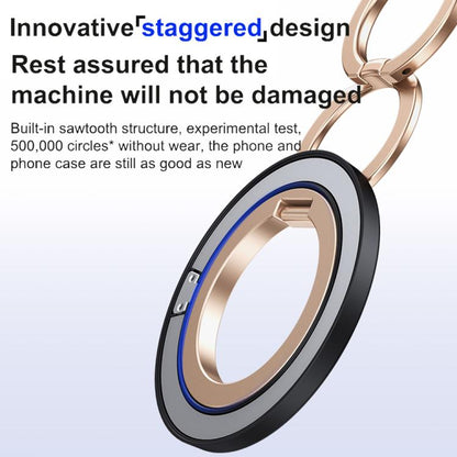 360 Degree Rotation Double Ring Magnetic MagSafe Phone Holder(Black Gold) - Ring Holder by buy2fix | Online Shopping UK | buy2fix