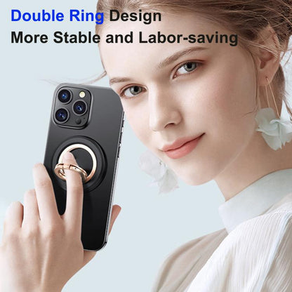 360 Degree Rotation Double Ring Magnetic MagSafe Phone Holder(Black) - Ring Holder by buy2fix | Online Shopping UK | buy2fix