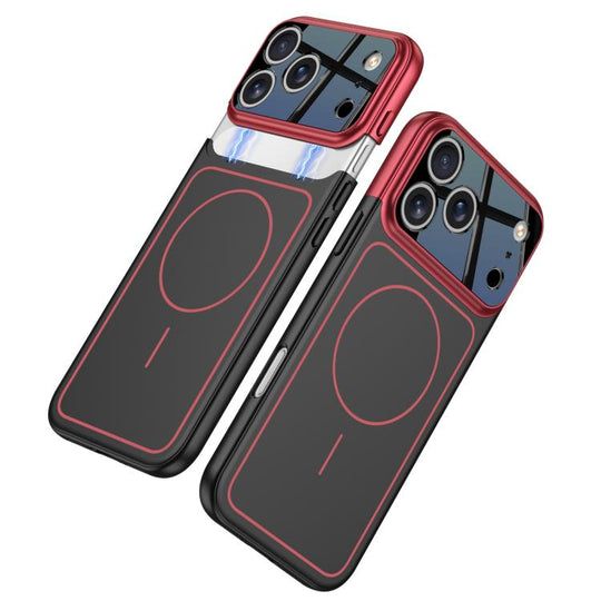 For iPhone 17 Pro Max GKK Color Master Splicing MagSafe Magnetic Frame Phone Case(Red Black)