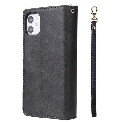 For iPhone 11 Pro Zipper Wallet Bag Horizontal Flip PU Leather Case with Holder & 9 Card Slots & Wallet & Lanyard & Photo Frame(Black) - iPhone 11 Pro Cases by buy2fix | Online Shopping UK | buy2fix