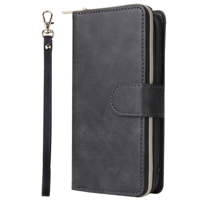 For iPhone 11 Pro Max Zipper Wallet Bag Horizontal Flip PU Leather Case with Holder & 9 Card Slots & Wallet & Lanyard & Photo Frame(Black) - iPhone 11 Pro Max Cases by buy2fix | Online Shopping UK | buy2fix