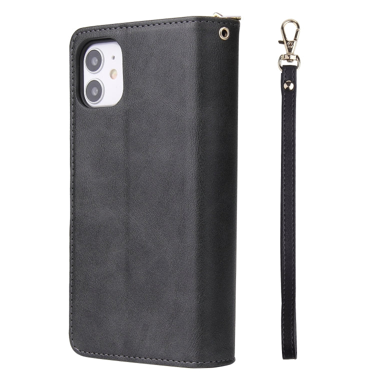 For iPhone 11 Pro Max Zipper Wallet Bag Horizontal Flip PU Leather Case with Holder & 9 Card Slots & Wallet & Lanyard & Photo Frame(Black) - iPhone 11 Pro Max Cases by buy2fix | Online Shopping UK | buy2fix
