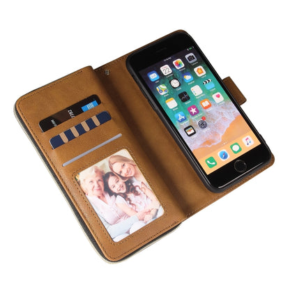 For iPhone SE 2022 / SE 2020 / 8 / 7 Zipper Wallet Bag Horizontal Flip PU Leather Case with Holder & 9 Card Slots & Wallet & Lanyard & Photo Frame(Brown) - iPhone SE 2022 / 2020 / 8 / 7 Cases by buy2fix | Online Shopping UK | buy2fix