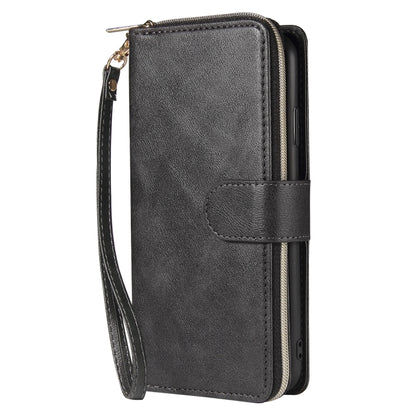 For iPhone XS Max Zipper Wallet Bag Horizontal Flip PU Leather Case with Holder & 9 Card Slots & Wallet & Lanyard & Photo Frame(Black) - More iPhone Cases by buy2fix | Online Shopping UK | buy2fix