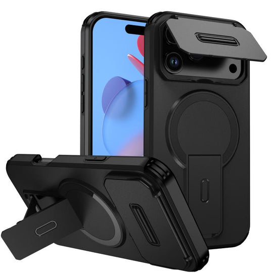 For iPhone 17 Pro Max Sliding Camshield MagSafe Holder Phone Case(Black)