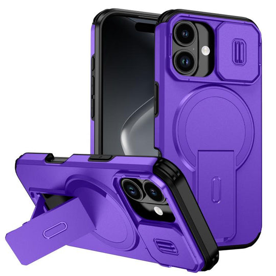 For iPhone 18 Sliding Camshield MagSafe Holder Phone Case(Purple)