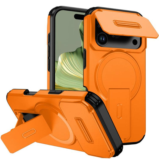 For iPhone 18 Pro Sliding Camshield MagSafe Holder Phone Case(Orange)