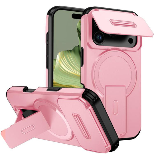 For iPhone 18 Pro Sliding Camshield MagSafe Holder Phone Case(Pink)