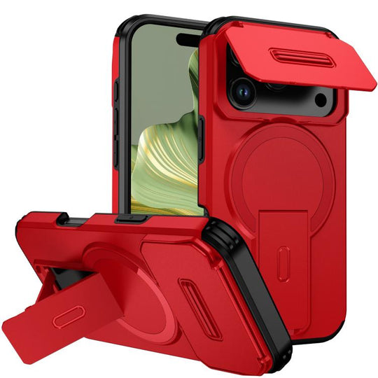 For iPhone 18 Pro Sliding Camshield MagSafe Holder Phone Case(Red)