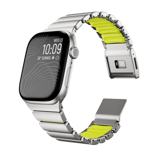 For Apple Watch 46mm / 49mm / 45mm / 44mm Magnetic Norman Buckle Integrated One-bead Stainless Steel Watch Band(Titanium Green)