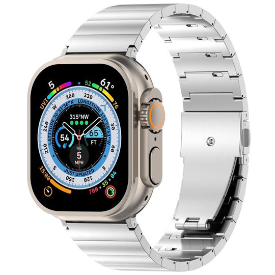 For Apple Watch 46mm / 49mm / 45mm / 44mm One-bead Quick-release Flat Buckle Titanium Alloy Watch Band(Silver)