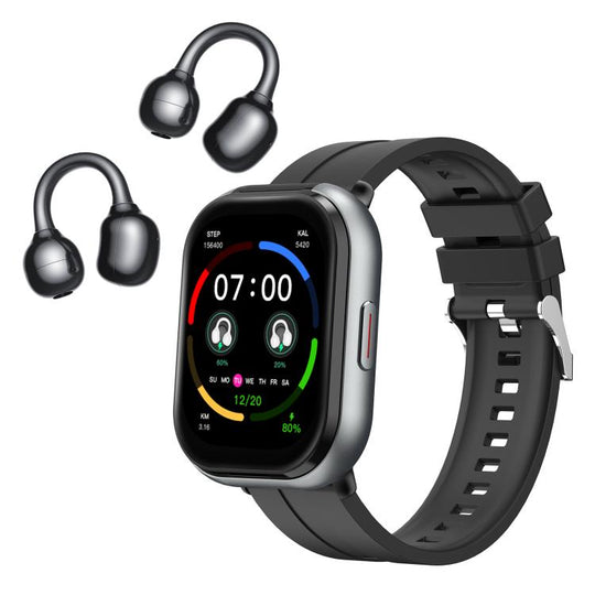 D12 2.01 inch TFT Screen Smart Bluetooth Watch & Headphone 2 in 1 Support Wireless Calling(Black)