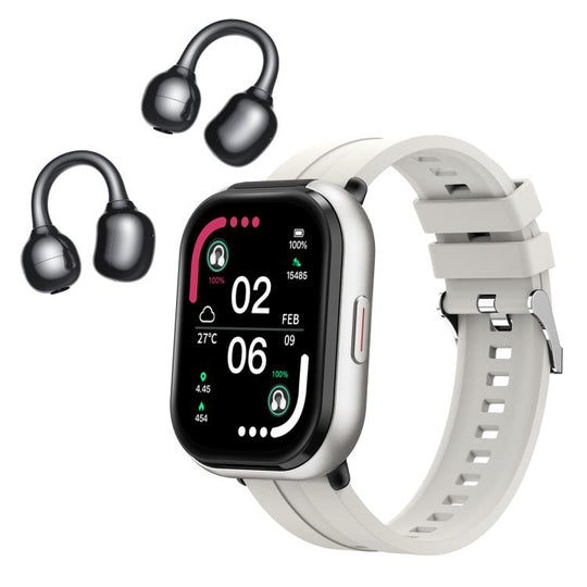 D12 2.01 inch TFT Screen Smart Bluetooth Watch & Headphone 2 in 1 Support Wireless Calling(Silver)