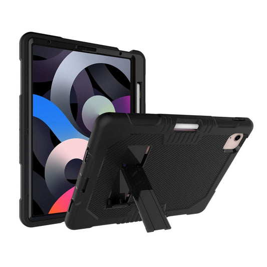 Contrast Color Robot Shockproof Silicon + PC Protective Case with Holder & Pen Slot For iPad Air 2022 / 2020 10.9(Black+Black)(Black+Black) - iPad Air (2022) / (2020) 10.9 Cases by buy2fix | Online Shopping UK | buy2fix
