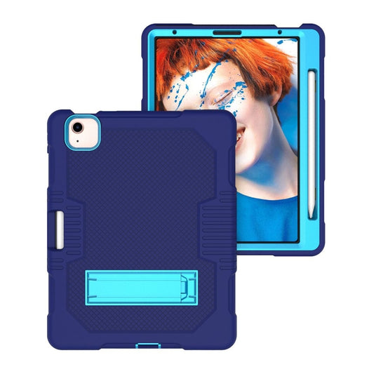 Contrast Color Robot Shockproof Silicon + PC Protective Case with Holder & Pen Slot For iPad Air 2022 / 2020 10.9(Navy Blue+Blue)(Navy Blue+Blue) - iPad Air (2022) / (2020) 10.9 Cases by buy2fix | Online Shopping UK | buy2fix