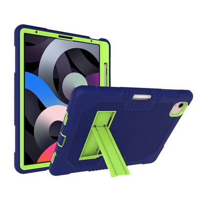 Contrast Color Robot Shockproof Silicon + PC Protective Case with Holder & Pen Slot For iPad Air 2022 / 2020 10.9(Navy Blue+Yellow Green)(Navy Blue+Yellow Green) - iPad Air (2022) / (2020) 10.9 Cases by buy2fix | Online Shopping UK | buy2fix