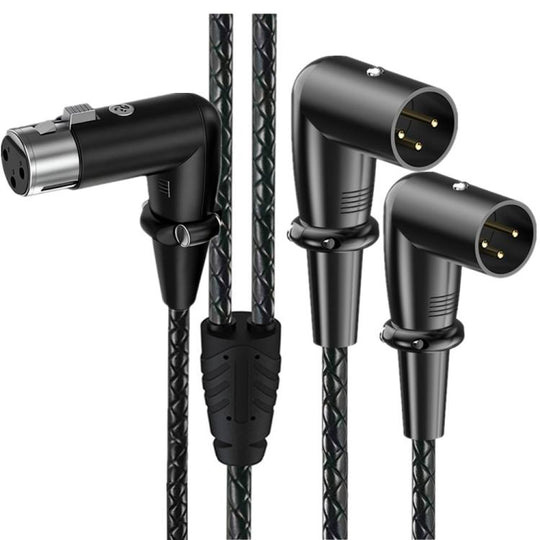 Y-type Balanced Microphone Splitter XLR Audio Cable, Length: 0.5m, Specification:Female Elbow to 2xMale Elbow(Black)