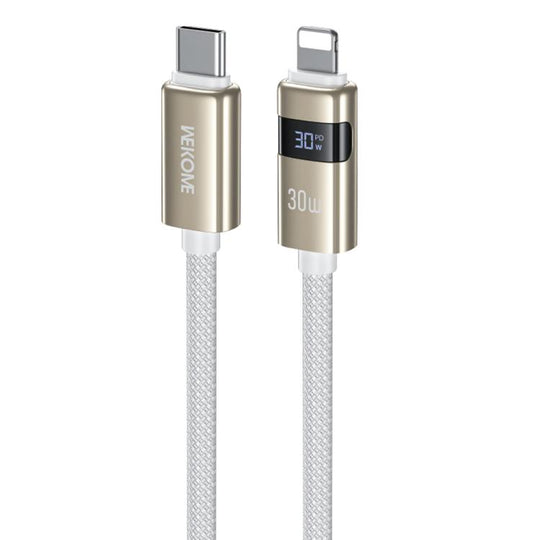 WK WDC-104 Raython 2 Digital Display 30W Type-C to 8 Pin Fast Charging Data Cable, Length: 1.2m(White)