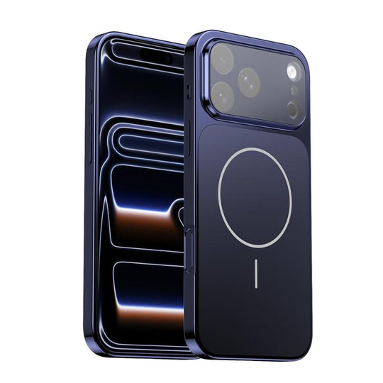 For iPhone 17 Pro Max Corning Glass Plating Large Window MagSafe Phone Case(Blue)