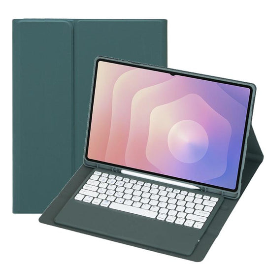 For Samsung Galaxy Tab S11 Ultra Candy Color TPU Bluetooth Keyboard Leather Tablet Case with Pen Holder(Dark Green)
