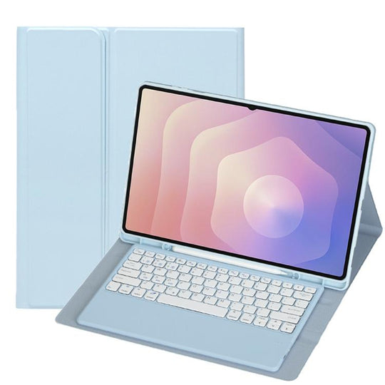 For Samsung Galaxy Tab S11 Ultra Candy Color TPU Bluetooth Keyboard Leather Tablet Case with Pen Holder(Ice Blue)