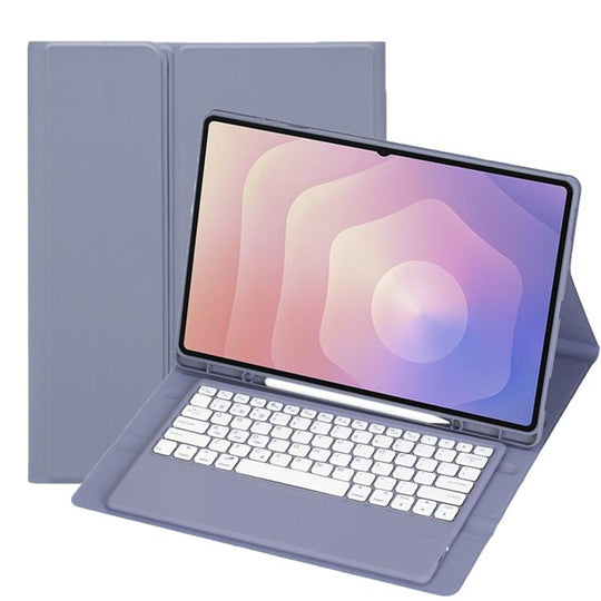 For Samsung Galaxy Tab S11 Ultra Candy Color TPU Bluetooth Keyboard Leather Tablet Case with Pen Holder(Purple)