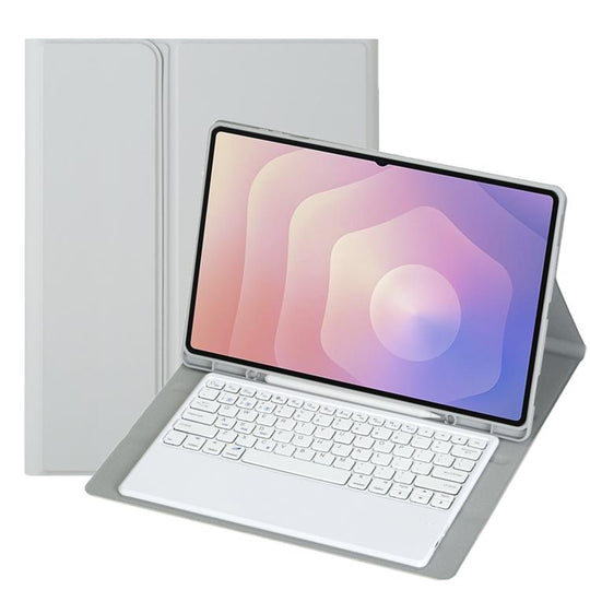For Samsung Galaxy Tab S11 Ultra Candy Color TPU Bluetooth Keyboard Leather Tablet Case with Pen Holder(Grey)