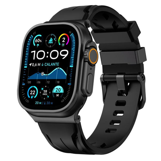 For Apple Watch 46mm / 49mm / 45mm / 44mm Black Pin Buckle Silicone Watch Band(Black)