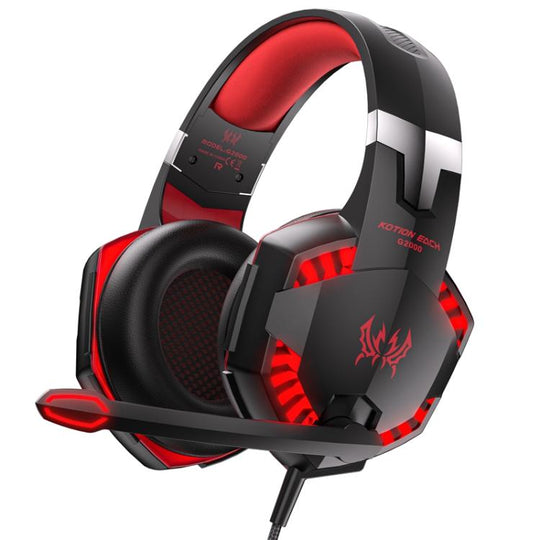 KOTION EACH G2000 Wired Game Headphones with LED Light(Black Red)