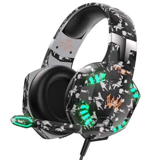 KOTION EACH G2000 Wired Game Headphones with LED Light(Camouflage Gray)
