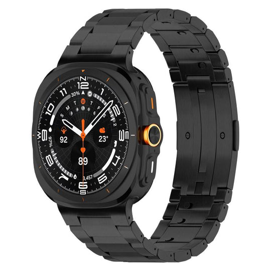 For Galaxy Watch9 / 8 / 8 Classic Integrated Three Beads  HW Buckle Titanium Alloy Watch Band(Black)