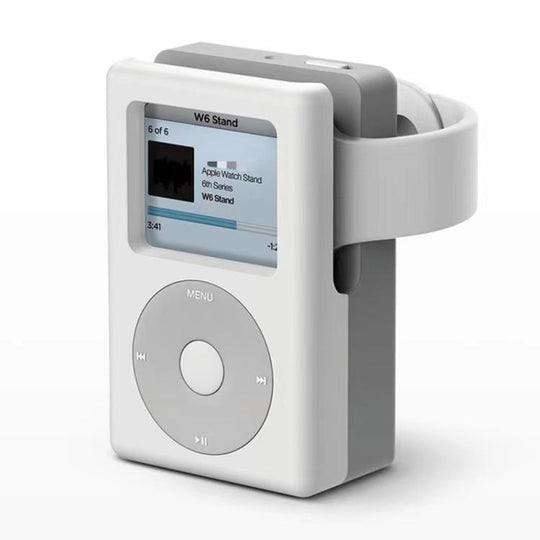 For Apple Watch ZX-ZJ04 MP3-Style Silicone Charging Stand Base(Grey White)
