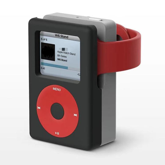For Apple Watch ZX-ZJ04 MP3-Style Silicone Charging Stand Base(Black Red)