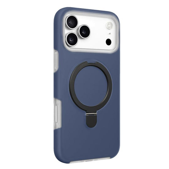 For iPhone 18 Pro Max / 17 Pro Max Jelly Liquid Silicone MagSafe Holder Phone Case(Dark Blue + Black)