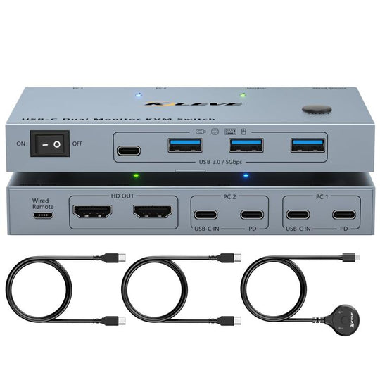 NW-KVMC212H 4K 60Hz USB-C / Type-C Ports Dual Monitor KVM Switch(AU Plug)