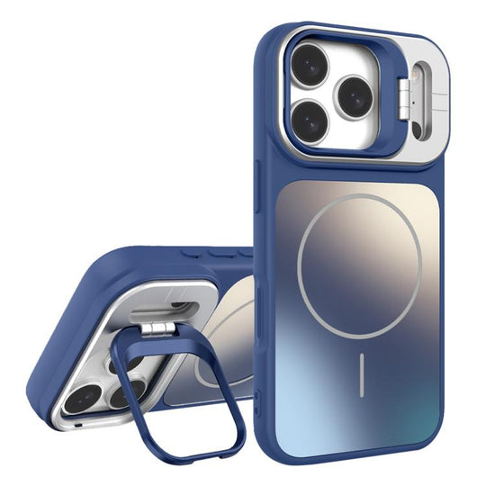 For iPhone 17 Pro Max AG Frosted Lens Holder MagSafe Phone Case(Royal Blue)