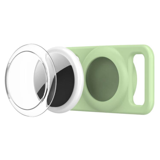 For AirTag 2nd Gen / AirTag 1st Gen xDfind Silicone Pet Collar Tracker Transparent PC Cover(Teal)