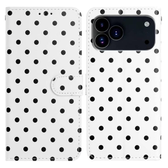 For iPhone 18 Pro Max / 17 Pro Max Small Dots Pattern Vegan Leather Phone Case(White)