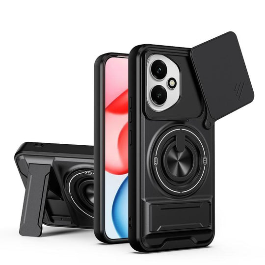 For Honor 400 5G Global 156.5mm Lens Sliding Window Multifunctional Magnetic Shockproof Phone Case(Black)