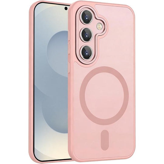 For Samsung Galaxy S25 / S24 5G XDcase Skin Feel Magnetic Frosted Phone Case with Lens Film(Pink)