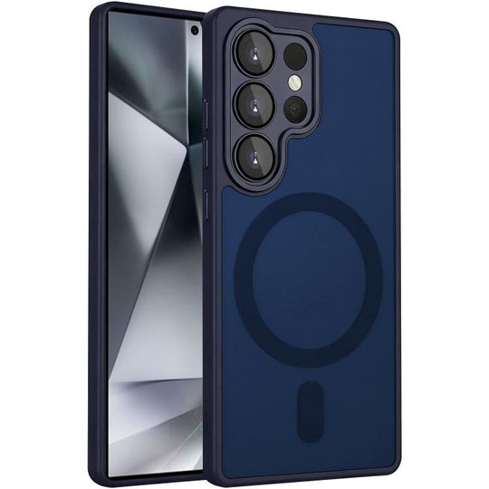 For Samsung Galaxy S24 Ultra 5G XDcase Skin Feel Magnetic Frosted Phone Case with Lens Film(Dark Blue)