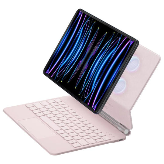 For iPad Air 13 2025 / 2024 / Pro 12.9 2022 Touch Pad Bluetooth Keyboard Leather Tablet Cover(Pink)