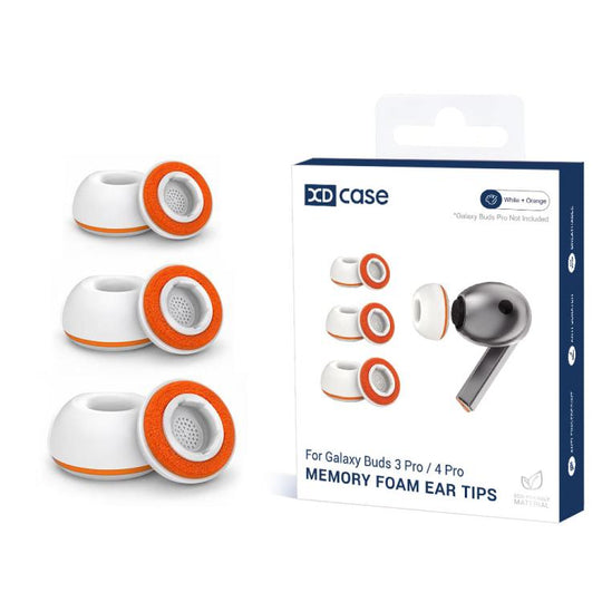 For Samsung Galaxy Buds3 Pro / 4 Pro XDcase 3 Pairs Replacement Silicone Sponge Ear Tips, S/M/L Size(White Orange)