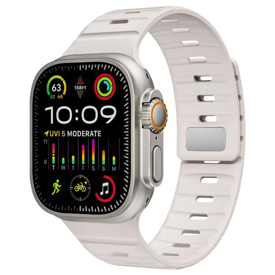 For Apple Watch 42 / 44 / 45 / 46 / 49mm xDfind Magnetic Norman Buckle Silicone Watch Band(Starlight)